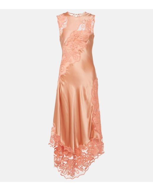 Ulla Johnson Orange Kaia Silk Charmeuse Midi Dress