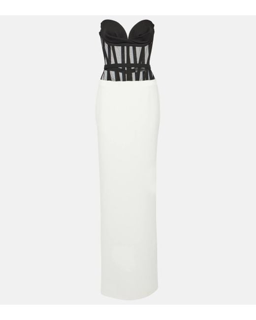 Monot White Bustier Crepe Gown