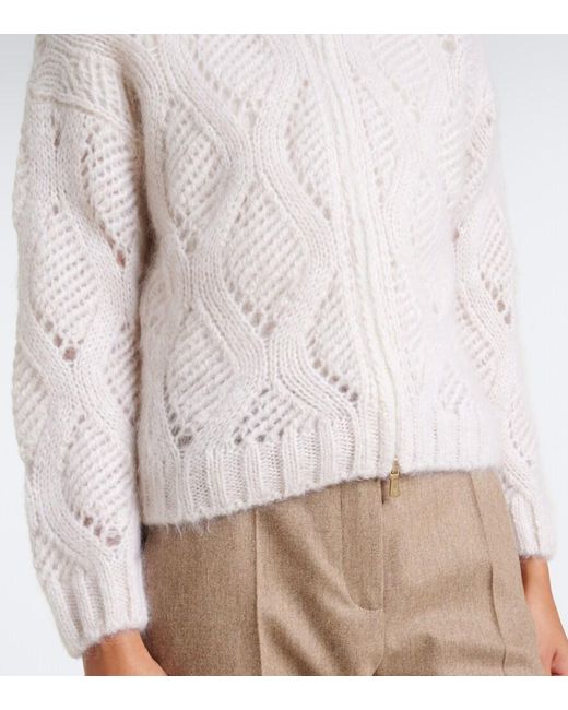 Eleventy Pink Mohair And Silk Zip-Up Cardigan
