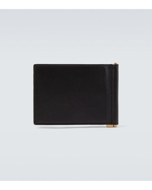 Saint Laurent Black Cassandre Leather Wallet for men
