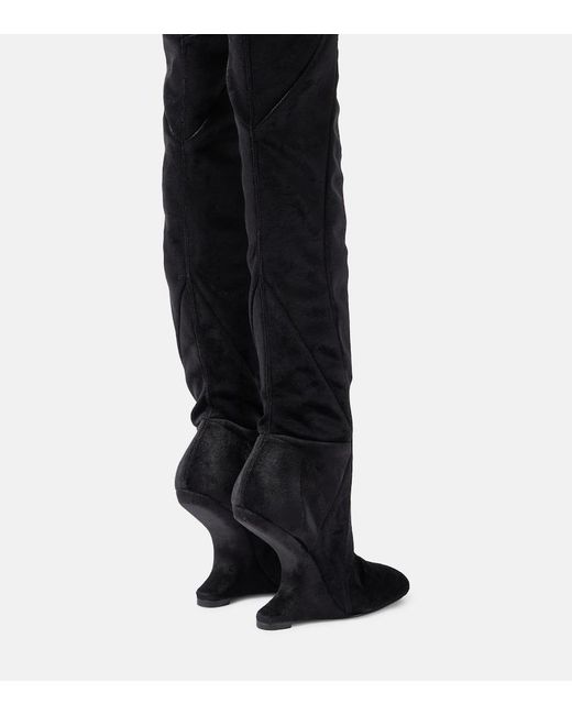 Rick Owens Cantilever Velvet Overtheknee Boots in Black Lyst