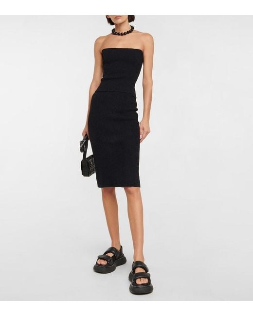 Wardrobe NYC Black Strapless Ribbed Cotton Top