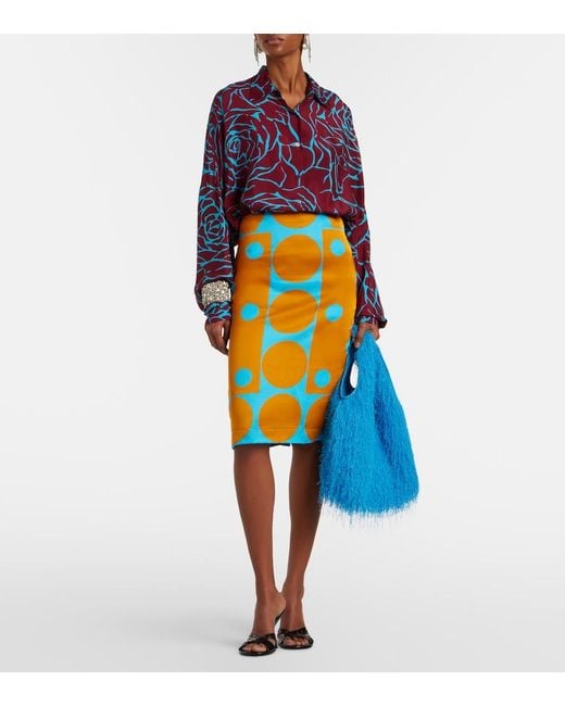 Dries Van Noten Blue Marche Medium Fringed Top-Handle Bag