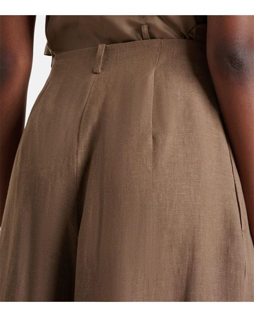 Ralph Lauren Brown Greer Linen, Cashmere, And Silk Wide-Leg Pants