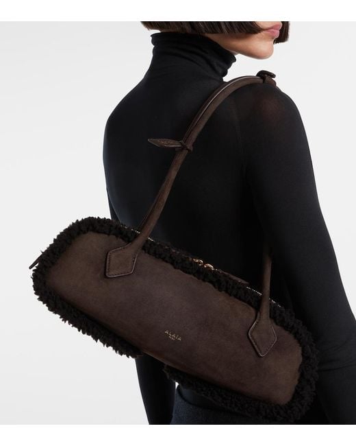 Alaïa Black Le Teckel Medium Suede Shoulder Bag