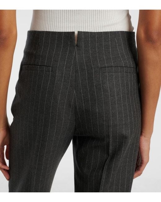 Chloé Gray Pinstriped Virgin Wool Wide-Leg Pants