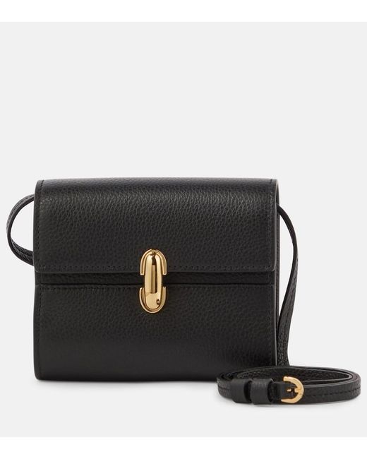 SAVETTE Black Symmetry Leather Wallet With Strap