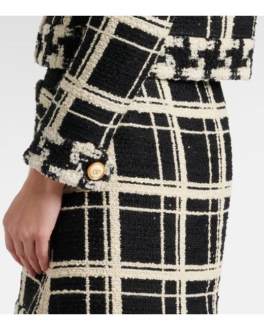 Valentino Black Mossi Wool-Blend Tweed Jacket
