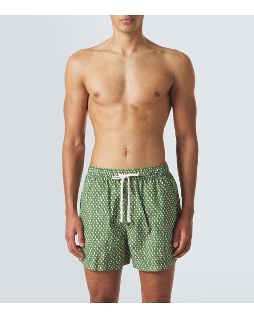 Zegna Green Printed Swim Trunks for men