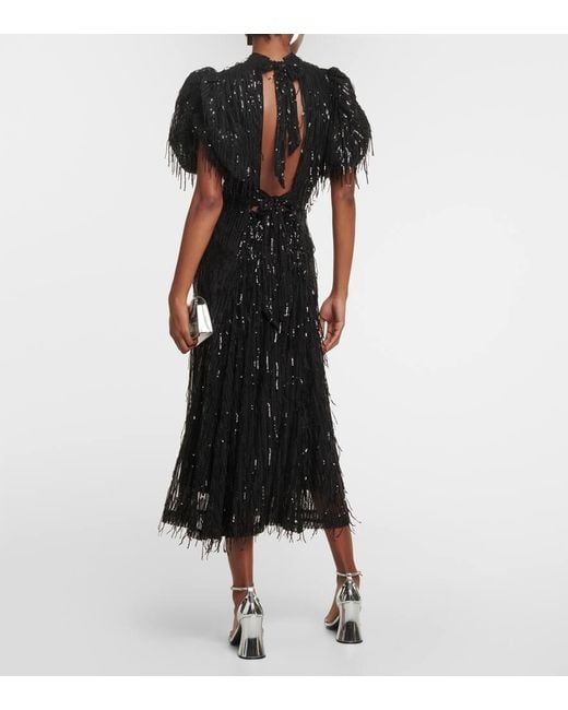 Rotar El Vestido Midi De Lentejuelas Fruncido ROTATE BIRGER CHRISTENSEN de color Black