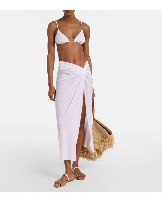 ViX White Karen Draped Midi Skirt