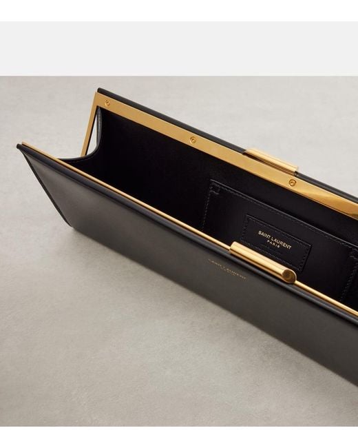 Clutch Midnight Small De Piel Saint Laurent de color Black