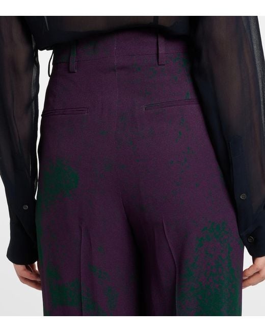 Dries Van Noten Blue Printed Wide-Leg Pants