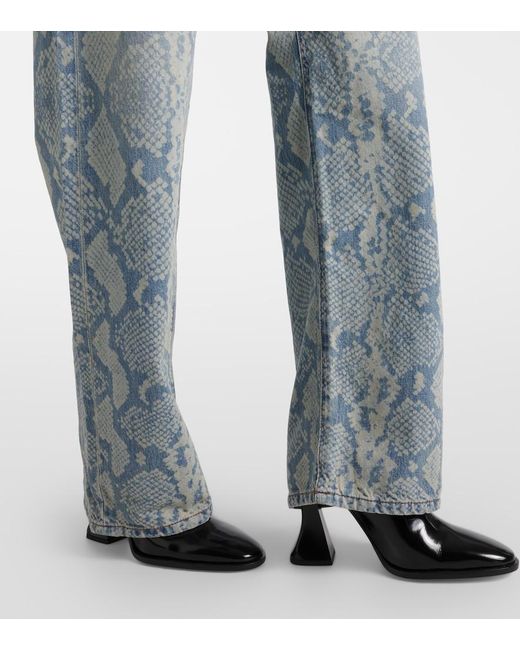 Sportmax Blue Diego Snake-print Wide-leg Jeans