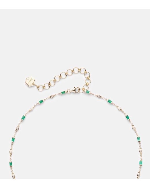 SHAY White Cascade Y 18Kt Necklace With Emeralds And Diamonds