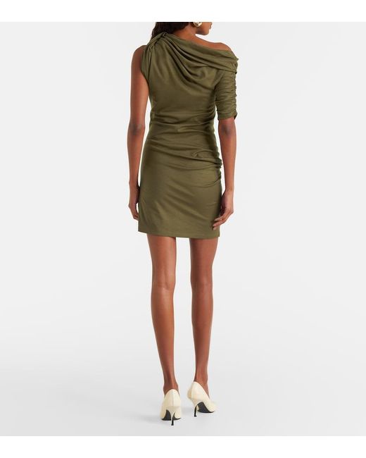 Jacquemus Green Draped Cotton And Silk Minidress
