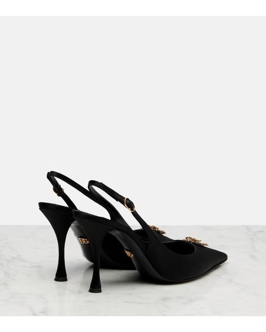 Dolce & Gabbana Black Devotion 90 Satin Slingback Pumps