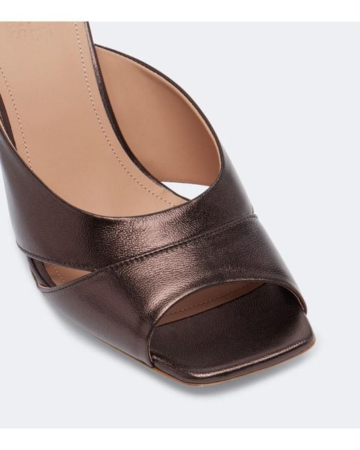 Malone Souliers Brown Lourdes Metallic Leather Wedge Mules