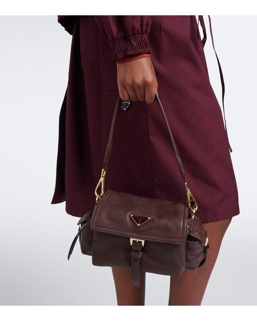 Prada Brown Explore Medium Leather Shoulder Bag