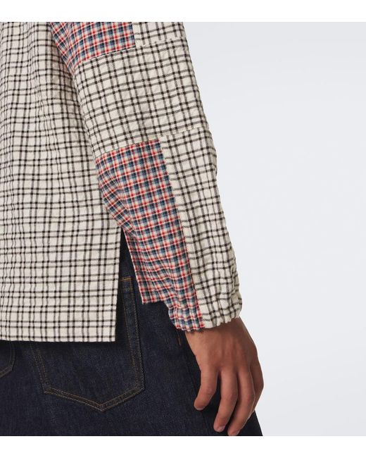 Dries Van Noten Natural Checked Cotton Shirt for men