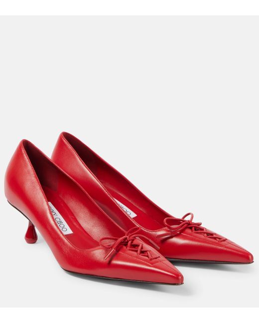 Jimmy Choo Red Scarlett 50 Leather Pumps