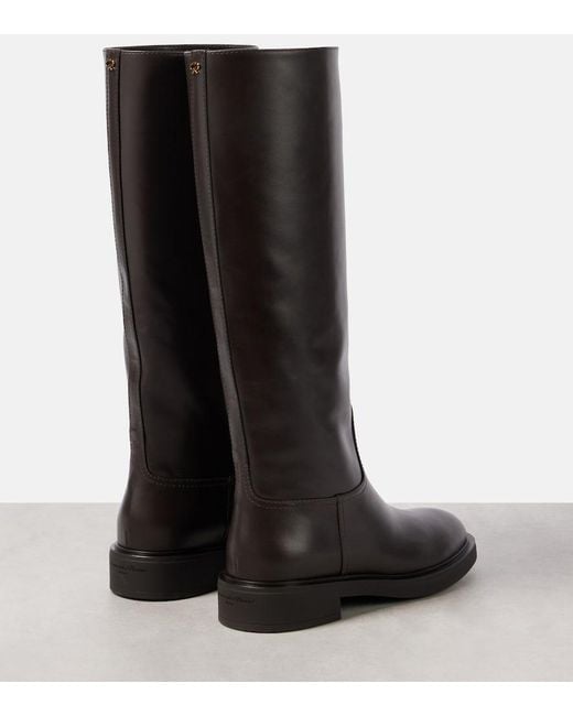 Gianvito Rossi Black Ascott Leather Knee-High Boots