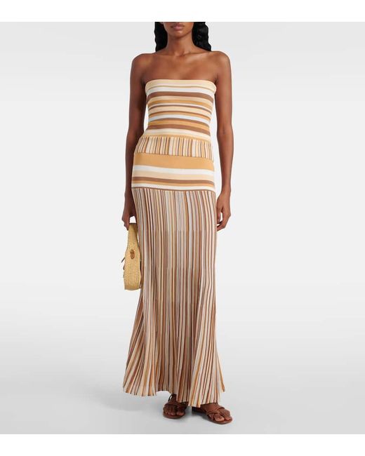 Faithfull The Brand Natural Citara Striped Knitted Cotton-Blend Tube Top