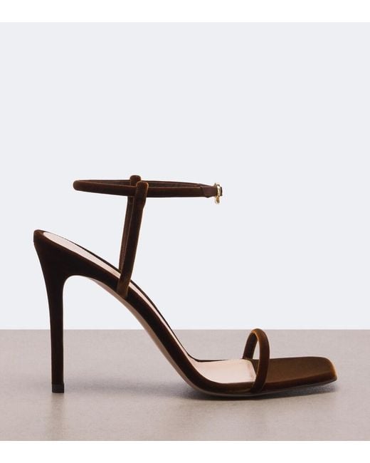Gianvito Rossi Brown Velvet Sandals