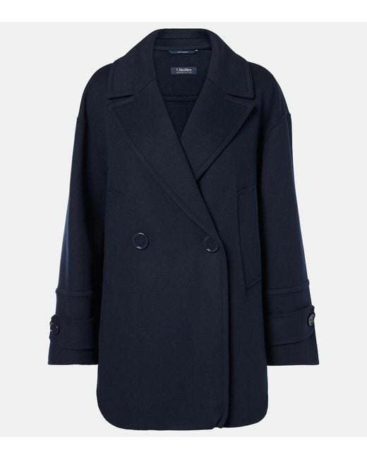 Max Mara Blue Double-Breasted Wool Jacket