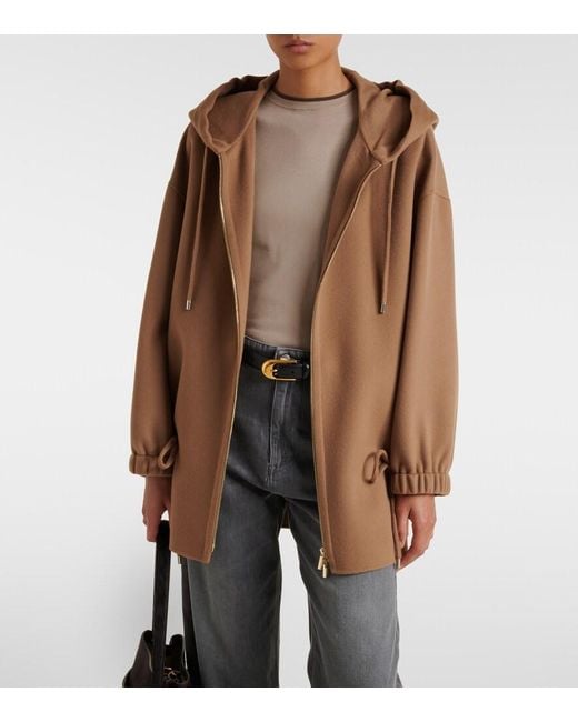 Max Mara Brown Hooded Virgin Wool Jacket