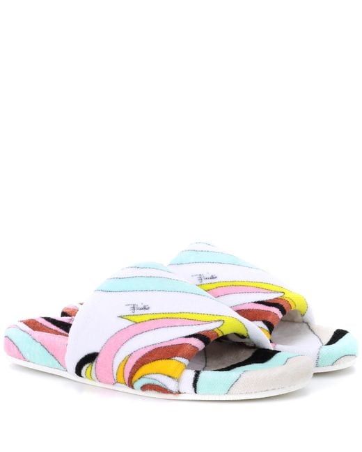 Emilio Pucci Multicolor Terry Cloth Slides