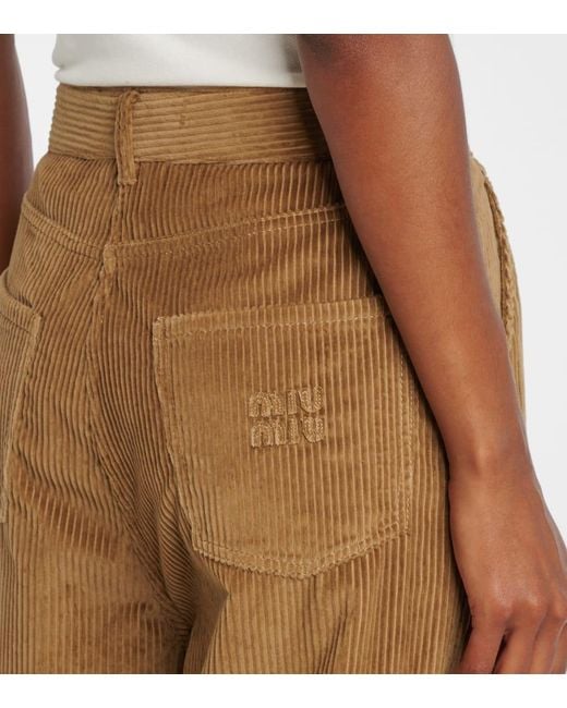 Miu Miu Brown Weite Hose Aus Baumwoll-Cord
