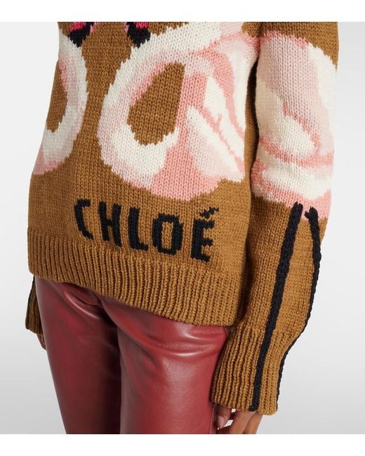 Chloé Brown Wool Jacquard Sweater