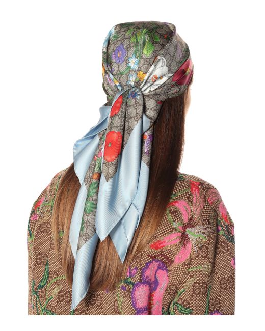 Gucci gg Flora Print Silk Scarf in Beige (Natural) - Save 31% - Lyst