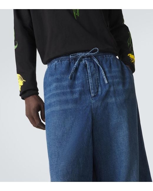 Loewe Blue Paula's Ibiza Cropped Wide-Leg Jeans for men