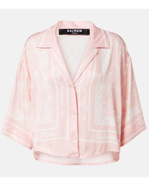 Balmain Pink Printed Twill Pajama Shirt