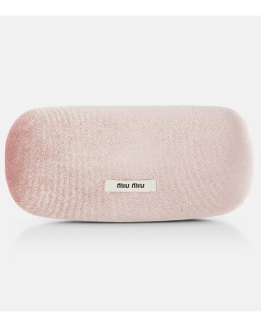 Miu Miu Brown Logo Oval Glasses