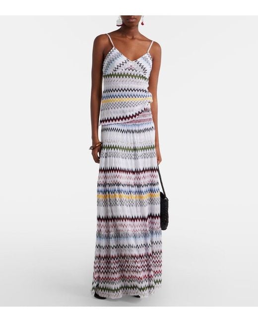 Missoni White Zigzag Maxi Skirt