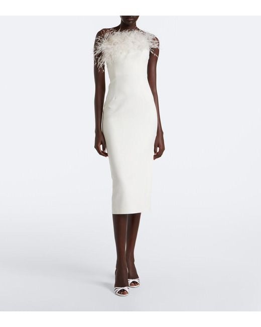 Safiyaa White Aerine Crepe Midi Dress