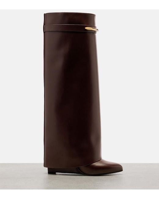 Givenchy Brown Shark 95 Leather Knee-High Boots