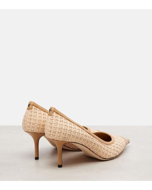 Jimmy Choo Brown Love 65 Raffia-Effect Pumps