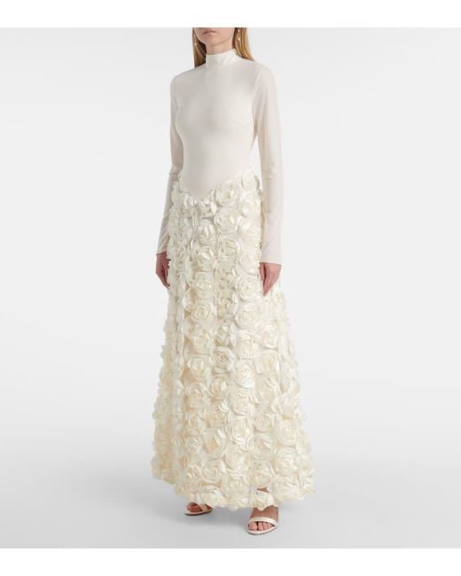 ROTATE BIRGER CHRISTENSEN Natural Floral-Applique Gown