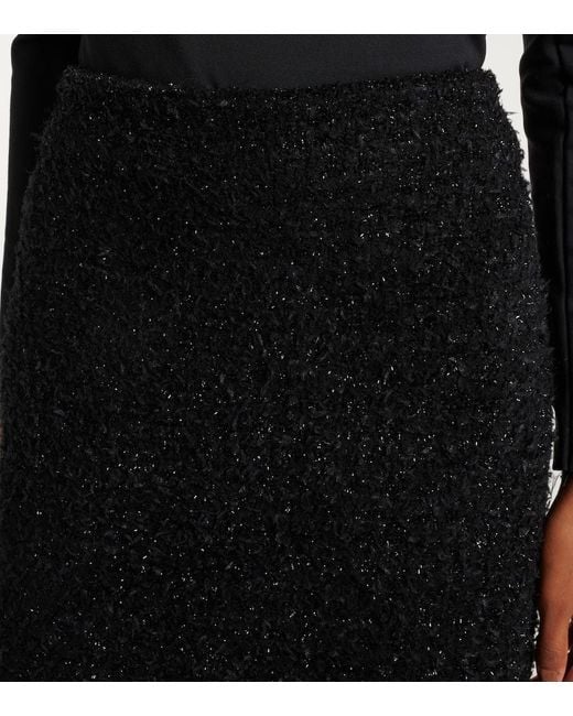 Balenciaga Black Cotton-Blend Tweed Midi Skirt