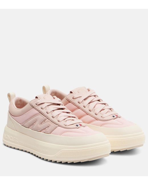Moncler Pink Monpulse Altive Leather-Trimmed Sneakers
