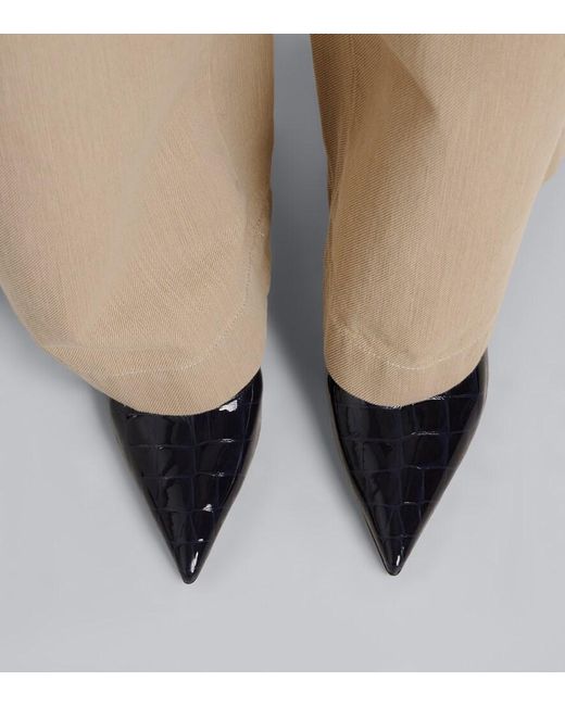 Jimmy Choo Blue Love Croc-Effect Patent Leather Pumps