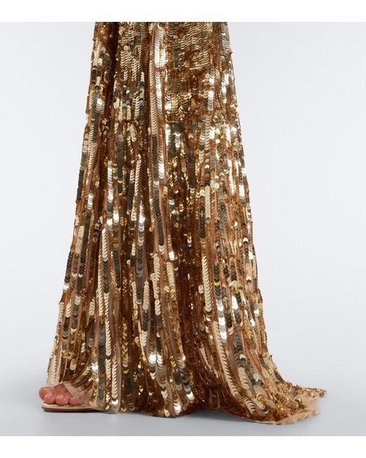 Jenny Packham Metallic Lisette Embellished Gathered Gown