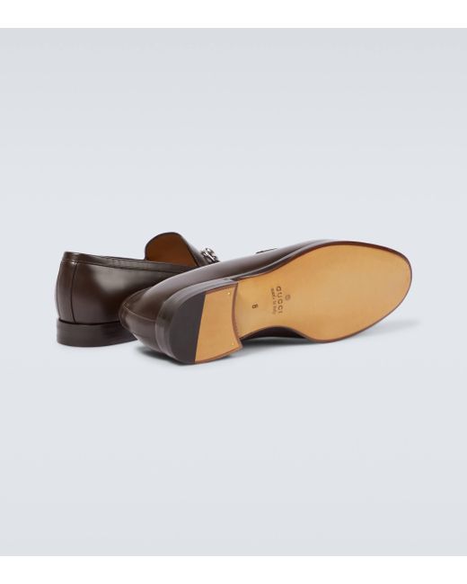 Gucci Brown Horsebit Leather Loafers for men