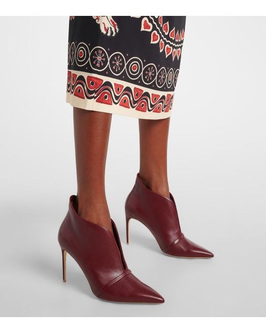 Malone Souliers Red Loren Leather Ankle Boots
