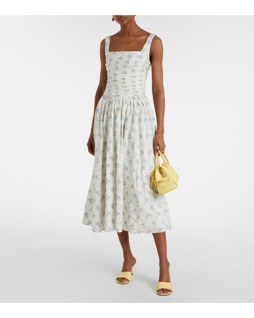 Markarian White Maeve Floral Cotton-Blend Midi Dress