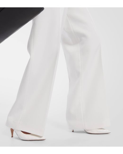 Khaite White Bacall Mid-rise Wide-leg Pants